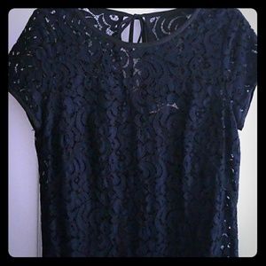 Black lace dress with an eyelet closure